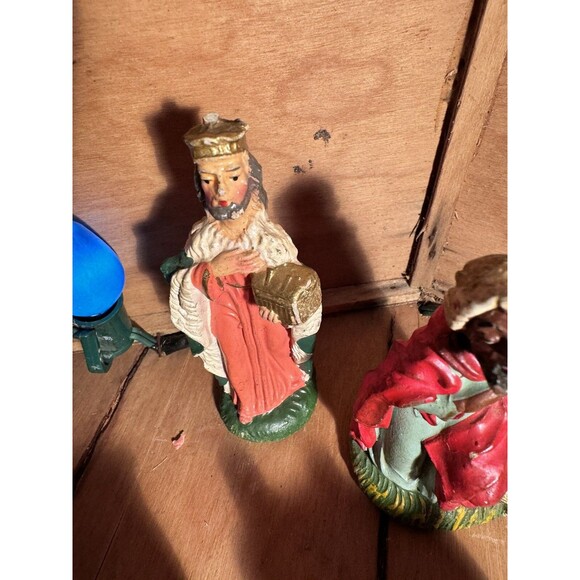 Vintage Christmas NATIVITY PIECES Set Of 10 Figures HAND PAINTED ITALY 1960s - Picture 4 of 16